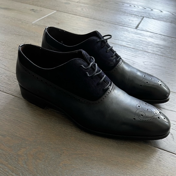 Massimo Emporio Navy Men’s Suede and Leather Oxfords - Picture 9 of 11